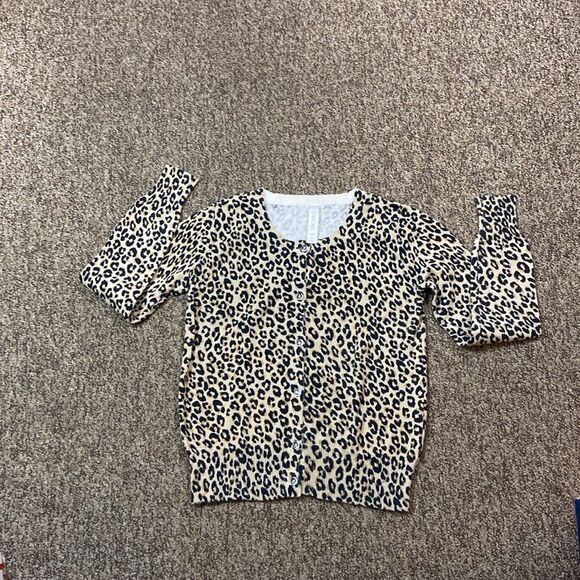 Cherokee Leopard Print Cardigan Women’s Size L - Picture 2 of 6